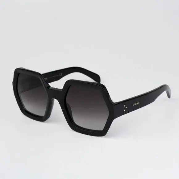 NEW Celine CL40131I 01F Shiny Black Brown Gradient Geometric Women Sunglasses